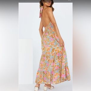 TOPERTH FRONT TIE-UP FLORAL PRINT MAXI DRESS